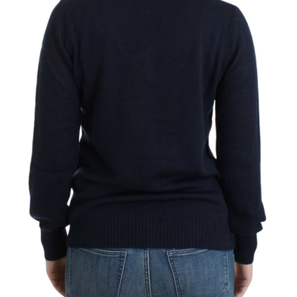 Costume National Dark blue V-neck wool sweater