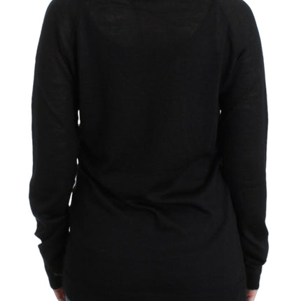 Costume National Black striped V-neck sweater