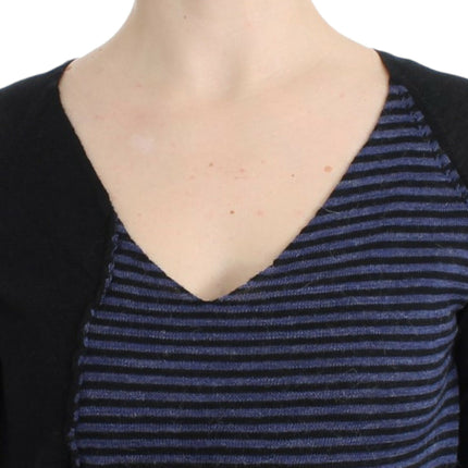 Costume National Black striped V-neck sweater