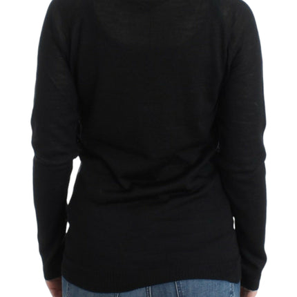 Costume National Black striped V-neck sweater