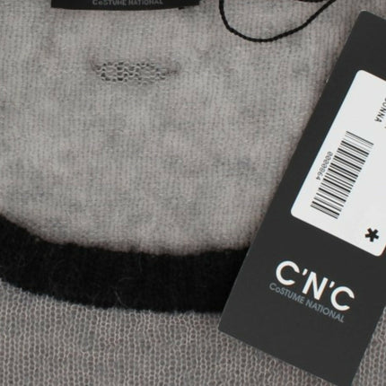 Costume National Gray embellished asymmetric sweater