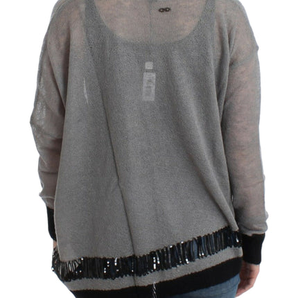 Costume National Gray embellished asymmetric sweater