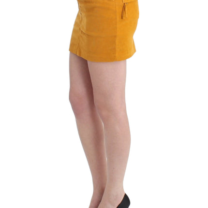Costume National Yellow corduroy mini skirt
