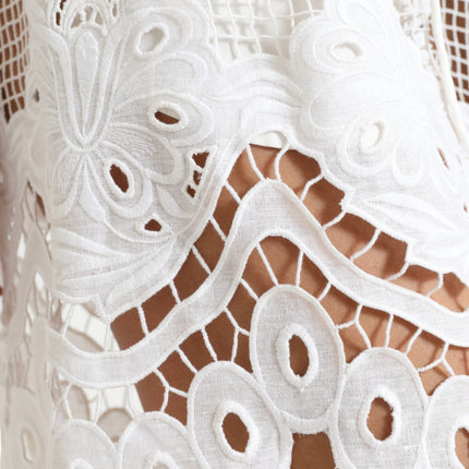 Dolce & Gabbana White Cotton Cutout High Waist Bermuda Shorts