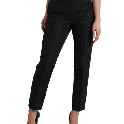 Dolce & Gabbana Black Polyester High Waist Tapered Pants