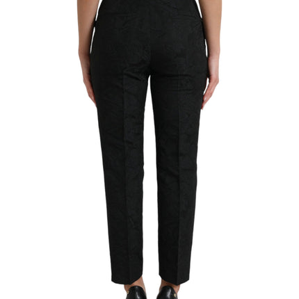 Dolce & Gabbana Black Polyester High Waist Tapered Pants