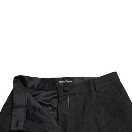 Dolce & Gabbana Black Polyester High Waist Tapered Pants