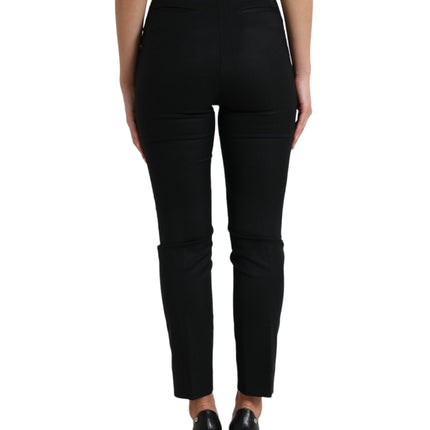 Dolce & Gabbana Black Wool High Waist Tapered Pants