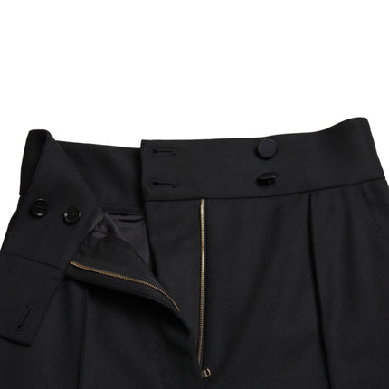 Dolce & Gabbana Black Wool High Waist Tapered Pants