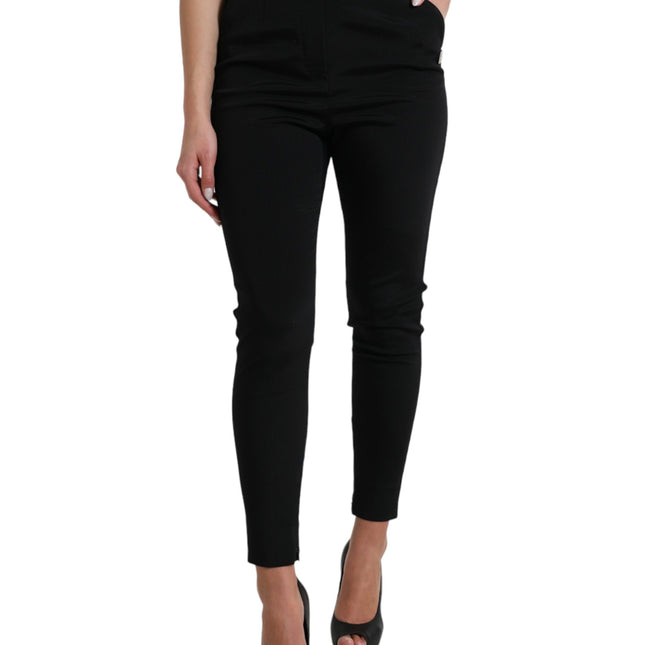 Dolce & Gabbana Black Wool Stretch High Waist Skinny Pants