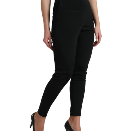 Dolce & Gabbana Black Wool Stretch High Waist Skinny Pants