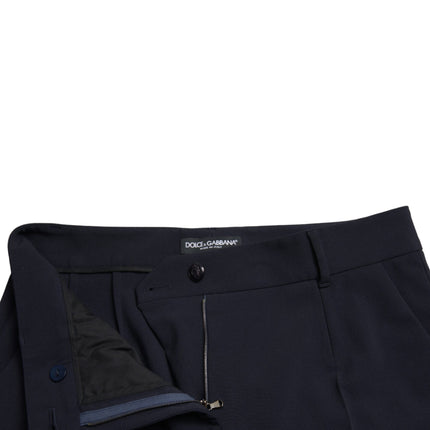 Dolce & Gabbana Blue Mid Waist Tapered Cropped Pants