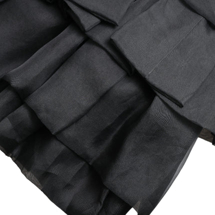 Dolce & Gabbana Black Tiered Aline High Waist Silk Mini Skirt