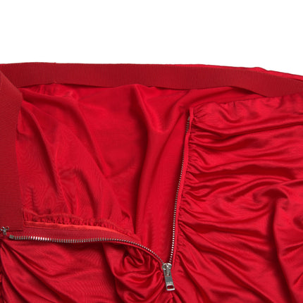 Dolce & Gabbana Red Viscose High Waist Fitted Pleated Skirt