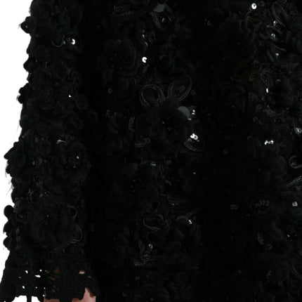 Dolce & Gabbana Black Sequined Embellished Pullover Sweater