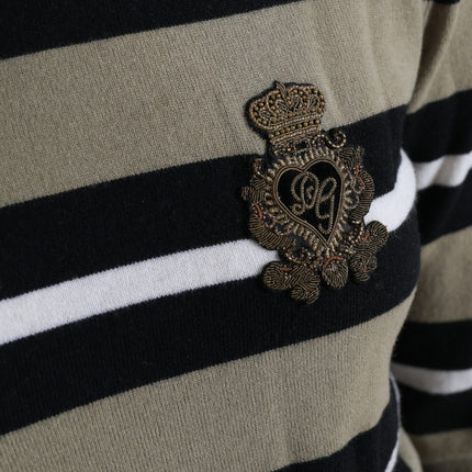 Dolce & Gabbana Multicolor Stripes Logo Turtle Neck Pullover Sweater