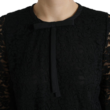 Dolce & Gabbana Black STAFF Blouse Floral Lace Nylon Top