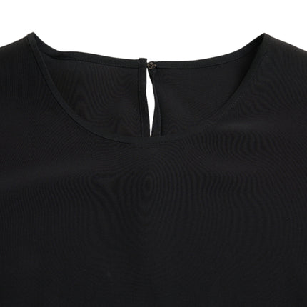 Dolce & Gabbana Black Silk Round Neck Short Sleeve Blouse Top