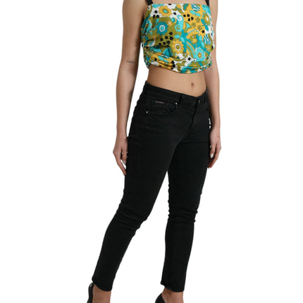 Dolce & Gabbana Multicolor Floral Sleeveless Cropped Top