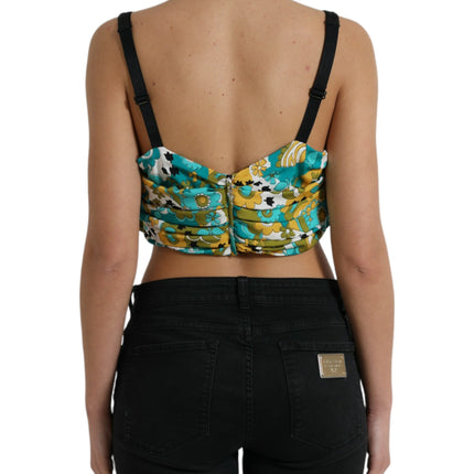 Dolce & Gabbana Multicolor Floral Sleeveless Cropped Top