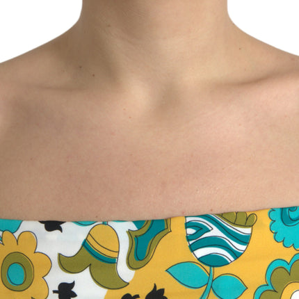Dolce & Gabbana Multicolor Floral Sleeveless Cropped Top
