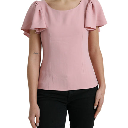Dolce & Gabbana Pink Short Sleeves Round Neck Blouse Top