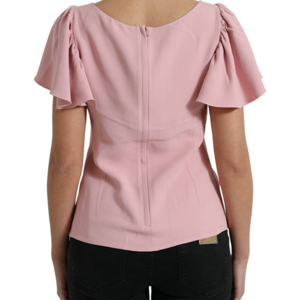 Dolce & Gabbana Pink Short Sleeves Round Neck Blouse Top