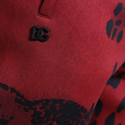 Dolce & Gabbana Red Black Leopard Stretch Jogger Pants