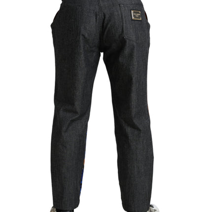 Dolce & Gabbana Multicolor Tiger Cotton Loose Denim Jeans