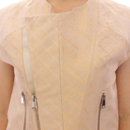 Zeyneptosun Beige brocade sleeveless jacket