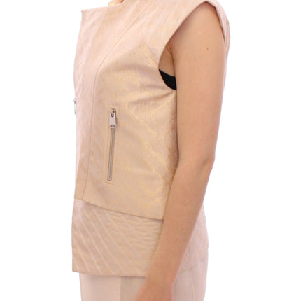 Zeyneptosun Beige brocade sleeveless jacket