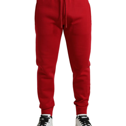 Dolce & Gabbana Red Cotton Blend Skinny Jogger Pants