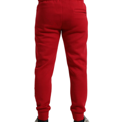 Dolce & Gabbana Red Cotton Blend Skinny Jogger Pants
