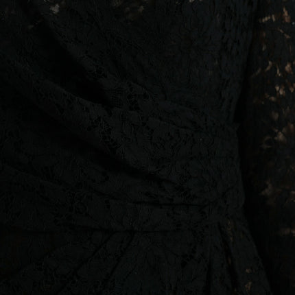 Dolce & Gabbana Black Bodycon Lace Cotton Sheath Mini Dress