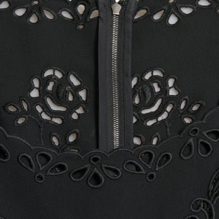 Dolce & Gabbana Black Floral Lace Viscose Bodycon Midi Dress
