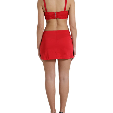 Dolce & Gabbana Red Cutout Nylon Sheath Sleeveless Mini Dress