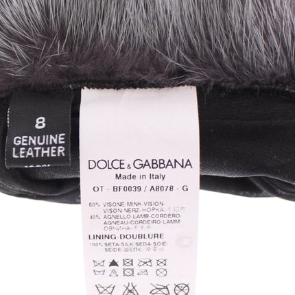 Dolce & Gabbana Gray Mink Fur Lambskin Suede Leather Gloves