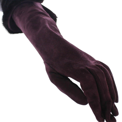 Dolce & Gabbana Purple Mink Fur Goatskin Suede Leather Gloves