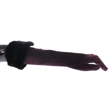 Dolce & Gabbana Purple Mink Fur Goatskin Suede Leather Gloves