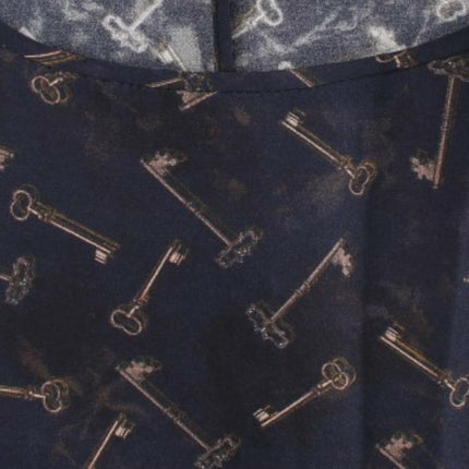 Dolce & Gabbana Blue gold key print silk blouse