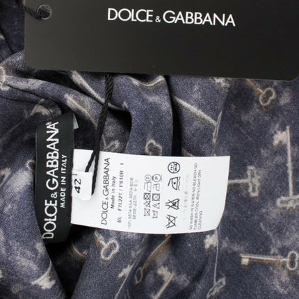 Dolce & Gabbana Blue gold key print silk blouse