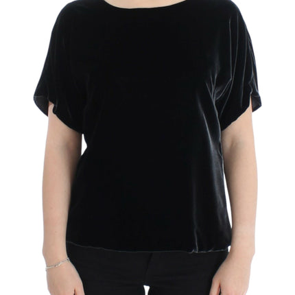 Dolce & Gabbana Black velvet shortsleeved blouse