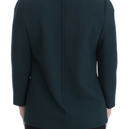 Dolce & Gabbana Green 3/4 sleeve wool blouse