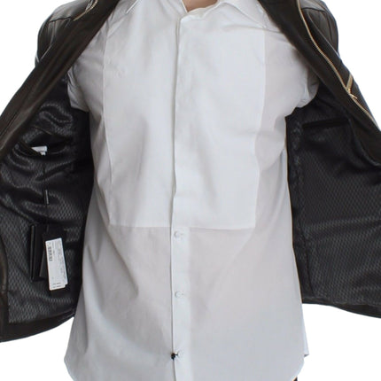 Dolce & Gabbana Brown Lambskin Leather Zipper Jacket