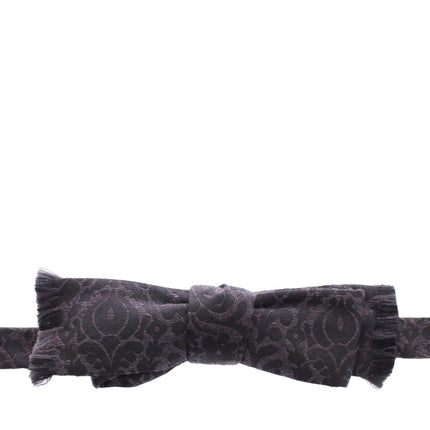 Dolce & Gabbana Gray Black Wool Bow Tie