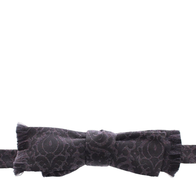 Dolce & Gabbana Gray Black Wool Bow Tie