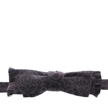 Dolce & Gabbana Gray Black Wool Silk Bow Tie