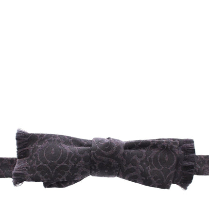 Dolce & Gabbana Gray Black Wool Silk Bow Tie