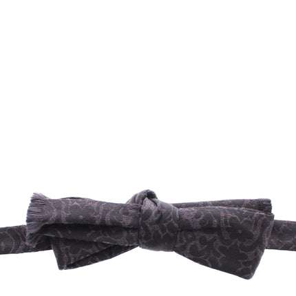 Dolce & Gabbana Gray Black Wool Silk Bow Tie