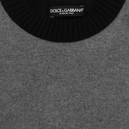 Dolce & Gabbana Gray Black Lace Wool Cashmere Sweater